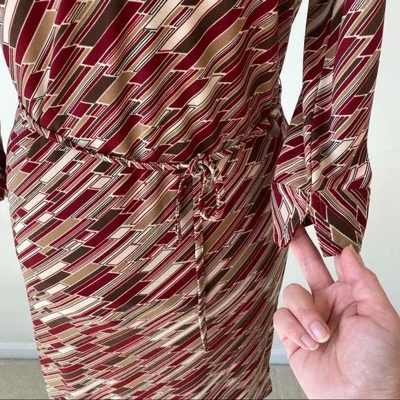 Mossimo Retro Print Shirt Dress size 6 Red Brown pattern 70s vibe - Picture 7 of 14